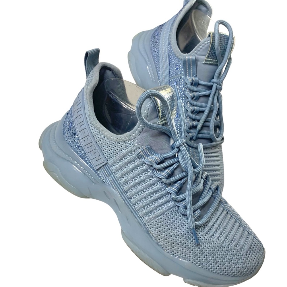 STEVE MADDEN Maxima Light Blue Blinged Out Sneakers Sz 9.5/9